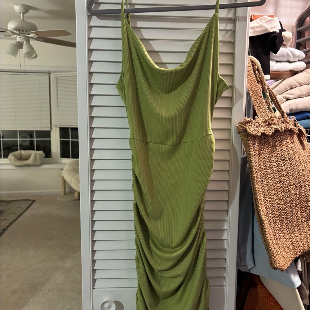 Elegant Green Draped Dress